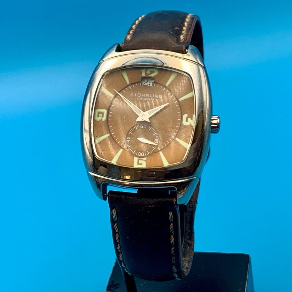 STUHRLING PRINCETON II Men’s Wristwatch Swiss Movt St Steel Date Works New Batt